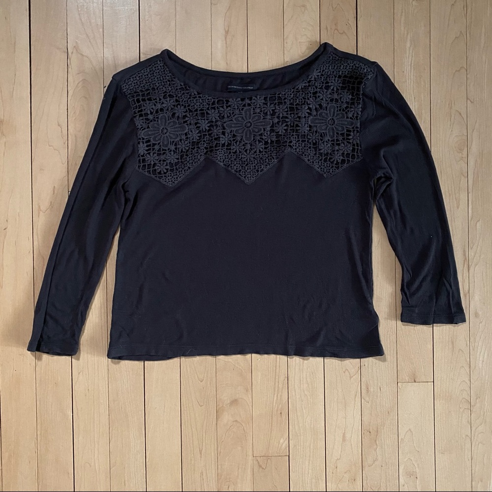 AE Long Sleeve Black Crop Top - L
